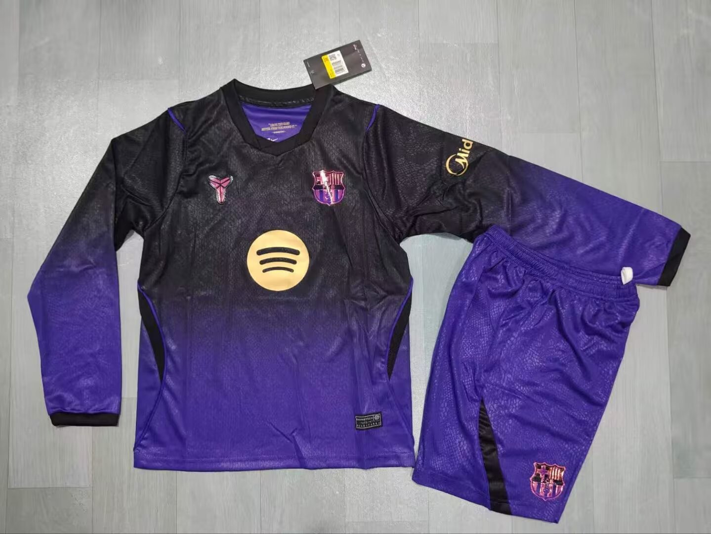 Kids-Barcelona 26/27 Away Black/Purple Long Jersey